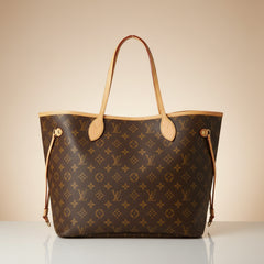 Louis Vuitton Neverfull MM tote in Monogram coated canvas with leather trim, front view
