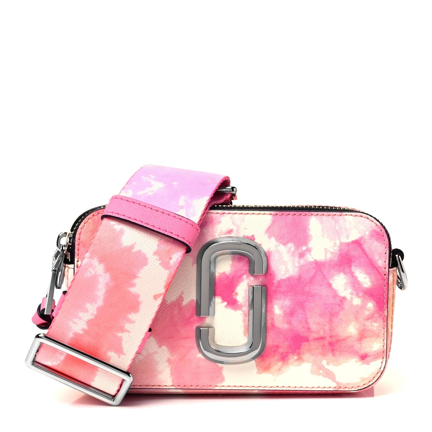 Marc Jacobs Snapshot DTM camera bag in saffiano leather with Double J logo and wide adjustable webbing strap