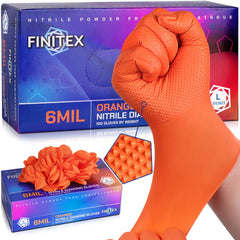 FINITEX Black Nitrile Gloves 6.3 Mil — Diamond Texture, Box of 100