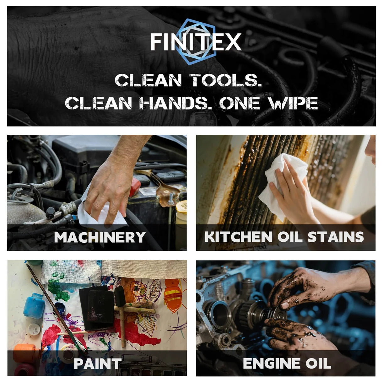 FINITEX Industrial Heavy-Duty Cleaning Wipes — Canister 50 pcs