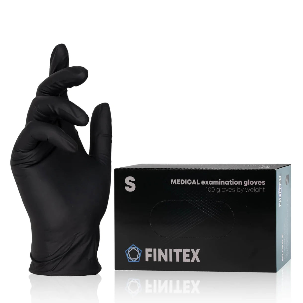 FINITEX Black Nitrile Gloves 5 Mil — Powder Free, Box of 100